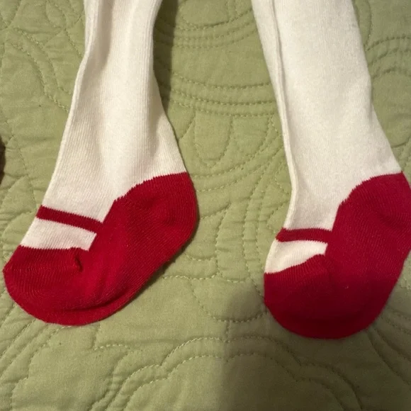 TWIN SET / White Baby Tights with Red “shoes” - Picture 3 of 5